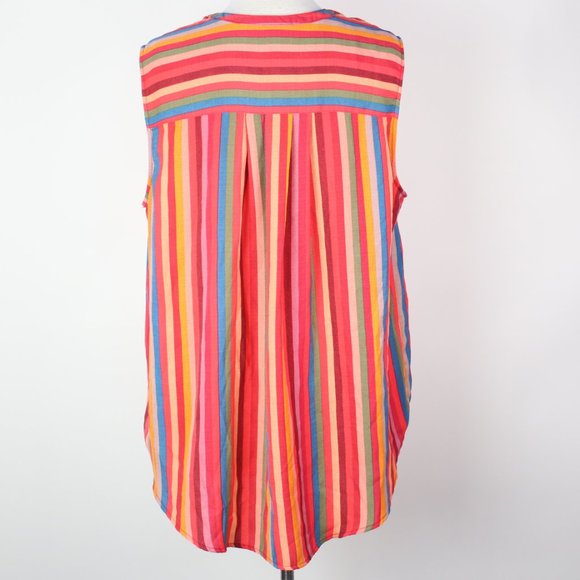 Torrid Womens 1X Colorful Gauze Striped Harper Sleeveless Blouse Top - Picture 3 of 4